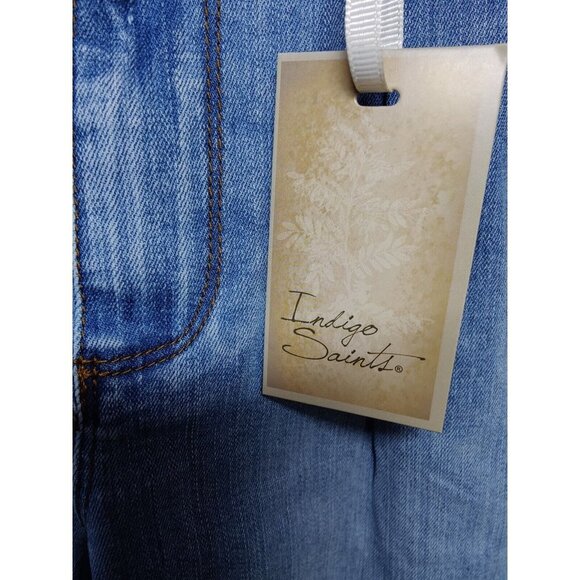Indigo Saints Pleated Cropped High Rise Light wash Jeans (8) 29x25.5 NWT - Picture 11 of 14